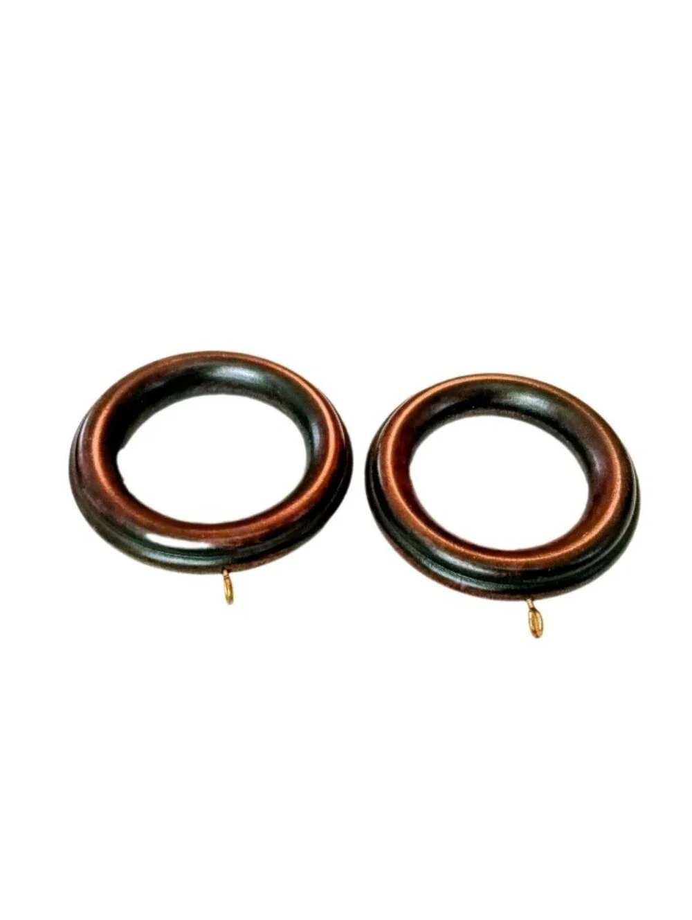 (2) Kirsch Drapery Rings Curtain Rod Rings. Mahogany Wood Design. 2.5